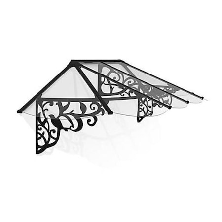 Palram-Canopia 9 x 3 ft. Lily 2642 Awning Kit, Black & Clear HG9594